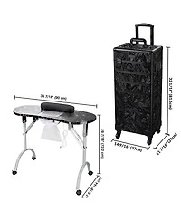 Byootique Folding Manicure Nail Table 4in1 Rolling Makeup Train Case Cb Dusk