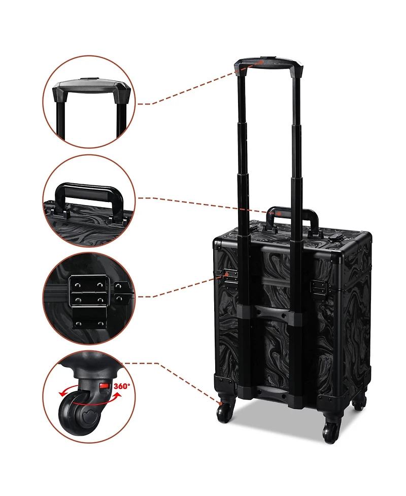 Byootique Manicure Table Nail Desk & Rolling Makeup Train Case Kit Salon Cb Dusk