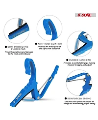 5Core Capo Acoustic Electric Guitar String Clip + 6Pcs Picks Celluloid Carry Bag - Al Blu