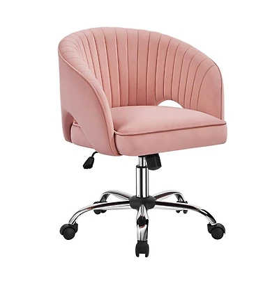 Yaheetech Home Office Chair with Tufted Barrel, Pink