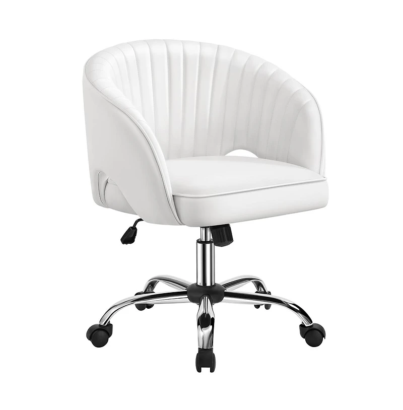 Yaheetech Home Office Chair with Tufted Barrel, Pink