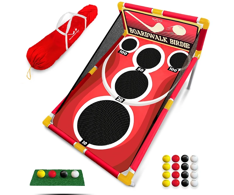 Boardwalk Birdie | Arcade Style Golf Game With Easy Setup & 10+ Games | Cornhole Golf Chipping Game | Indoor & Outdoor
