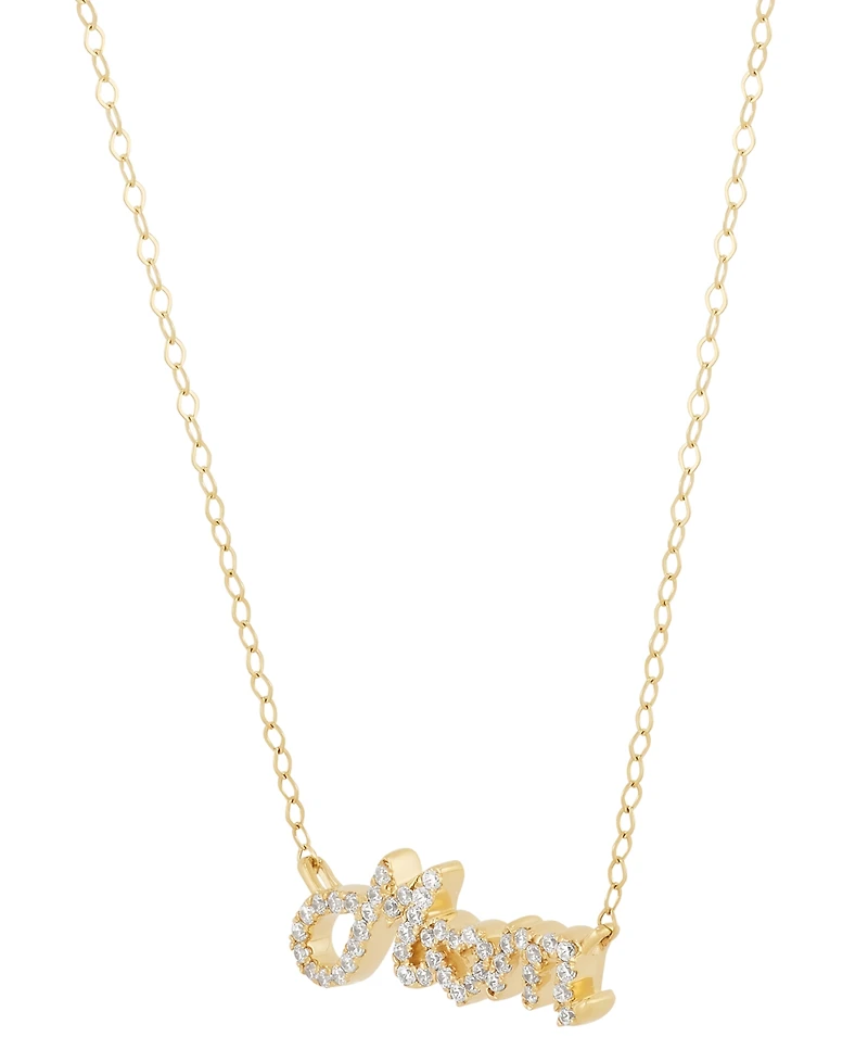Diamond Mom Heart 18" Pendant Necklace (1/5 ct. t.w.) in 14k Gold-Plated Sterling Silver
