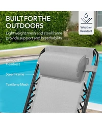 Best Choice Products Folding Outdoor Zero Gravity Rocking Lounge Chair w/ Headrest Pillow