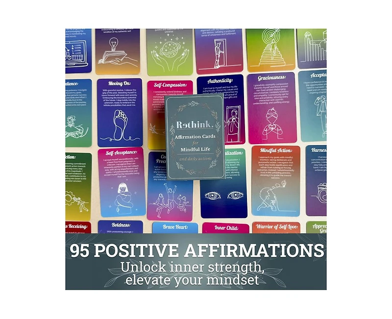 Quokka Rethink 95 Positive Affirmation Cards for Teens and Adult for Stress Anxiety Relief and Mental Wellness