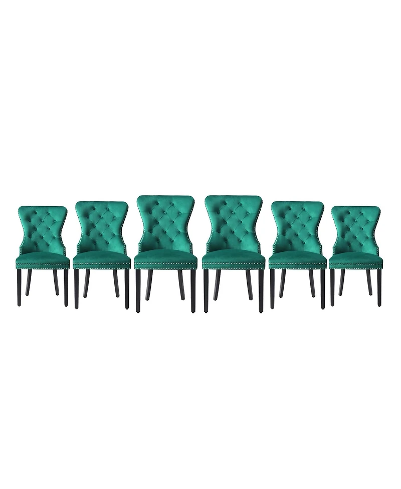 Velvet Upholstered Tufted Dining Chairs (Set of 6)
