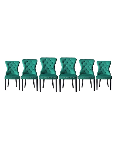 Velvet Upholstered Tufted Dining Chairs (Set of 6)