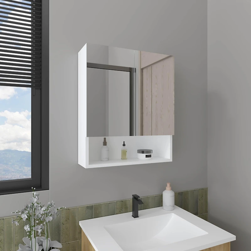 Colfax Medicine Cabinet, 2 Doors, 3 Shelves, 1 Mirror, White