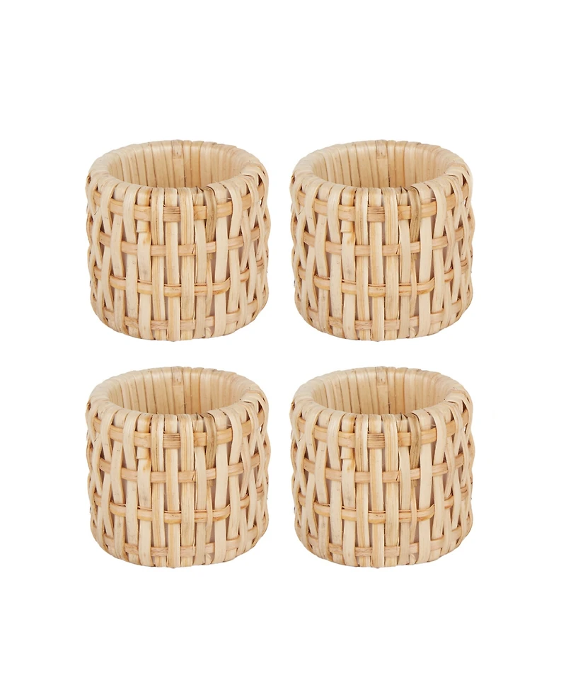 Design Imports Rattan Napkin Ring, Set of 4