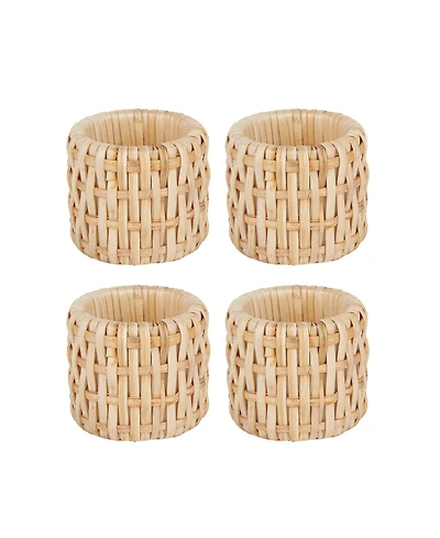 Design Imports Rattan Napkin Ring, Set of 4