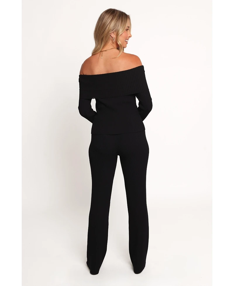 Petal and Pup Women's Gindie Ribbed Knit Off The Shoulder Pant Set