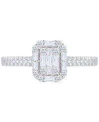 Diamond Emerald Shaped Halo Cluster Engagement Ring (3/8 ct. t.w.) in 14k White Gold