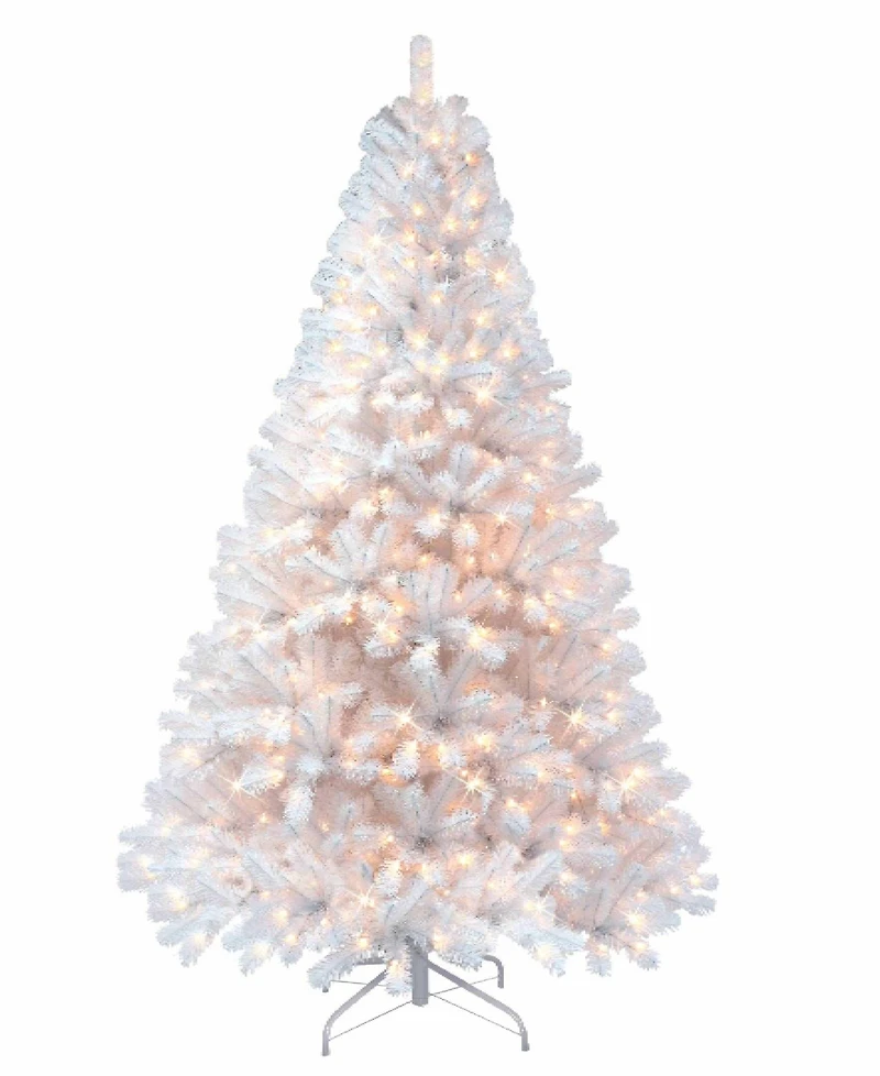 Puleo 7.5FT Pre-lit Nebraska Fir White Artificial Christmas Tree