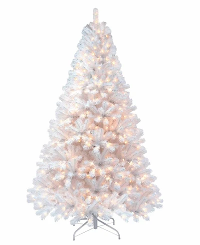 Puleo 7.5FT Pre-lit Nebraska Fir White Artificial Christmas Tree