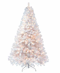 Puleo 7.5FT Pre-lit Nebraska Fir White Artificial Christmas Tree