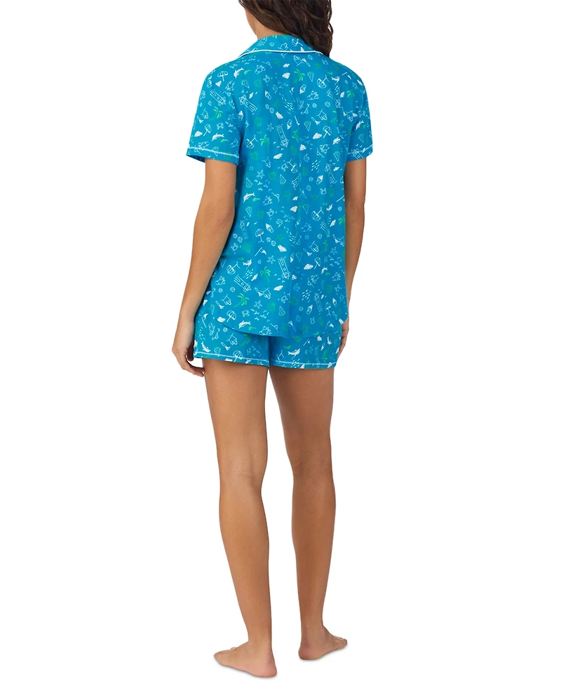 Cuddl Duds Women's Printed Short-Sleeve Boxer Pajama Set