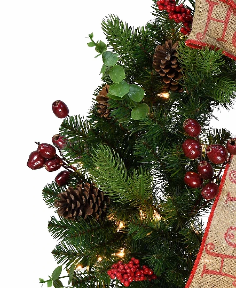 Puleo International 30 inch Prelit Premium Decorated wreath with 70 Clear Incandescent Lights