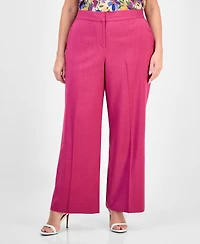Tahari Asl Plus Front-Zip Wide-Leg Pants
