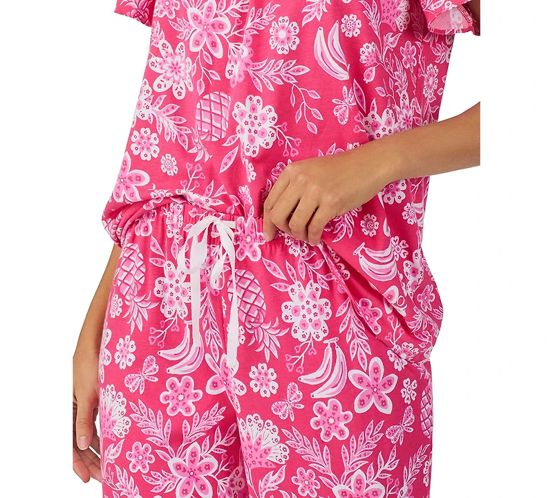 Cuddl Duds Women's Short-Sleeve Cropped Pajama Set
