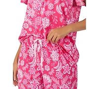 Cuddl Duds Women's Short-Sleeve Cropped Pajama Set