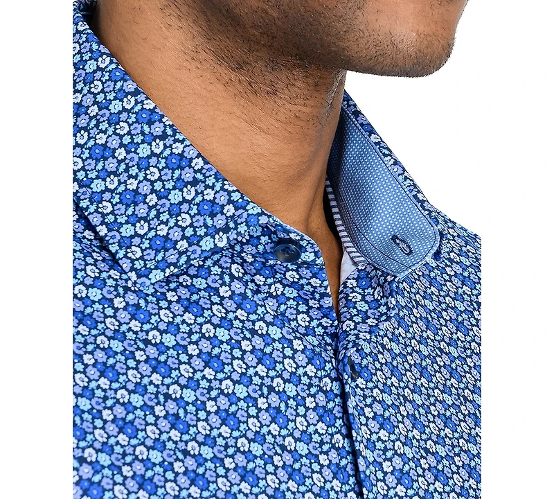 Men's Recycled Slim Fit Floral 4-Way Stretch Performance Dress Shirt