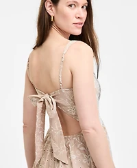Row A Juniors' Eyelet-Embroidered Tiered Midi Dress
