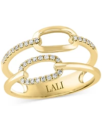 Lali Jewels Diamond Chain Link Double Row Ring (1/6 ct. t.w.) in 14k Gold