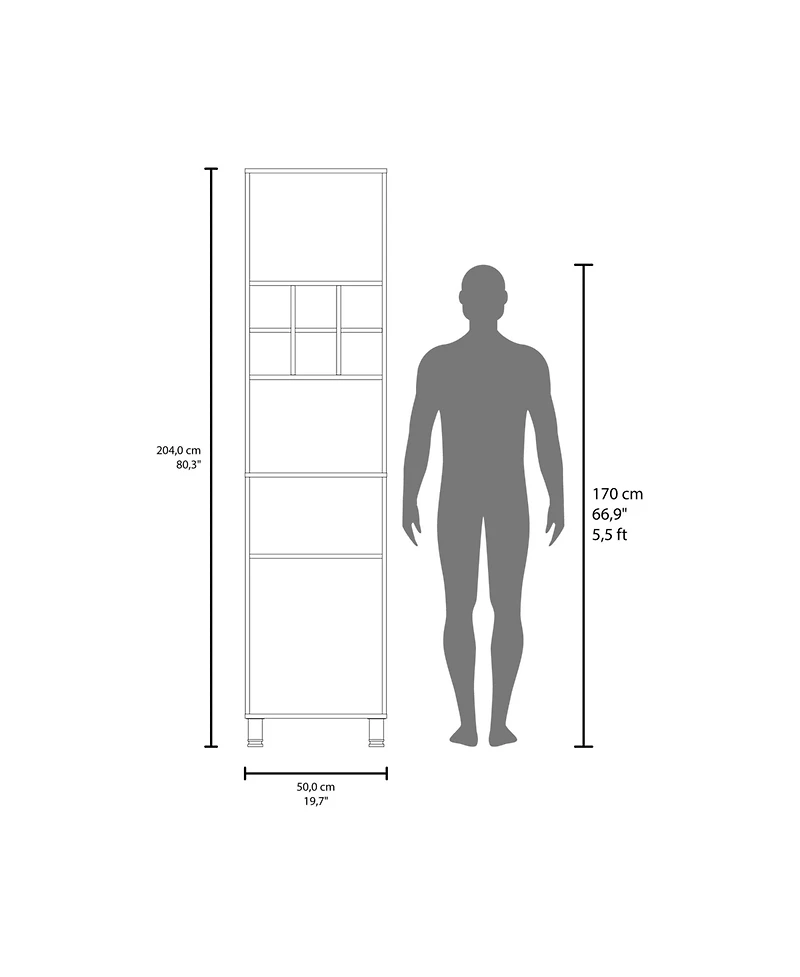 Ashford Kitchen Pantry, 2 Doors, 4 Legs, 8 Shelves, White