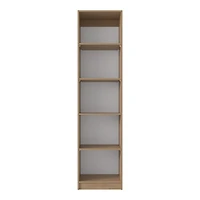 Vinton Xs Bookcase Compact Bookshelf with Multiple Shelves, Natural Oak / White