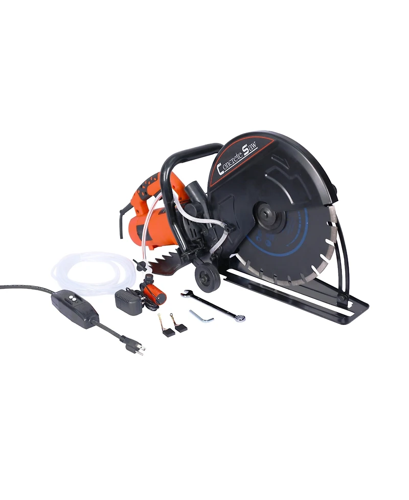 Electric 14" Cut Off Saw Wet/Dry Concrete Saw Cutter Guide Roller with Water Line Attachment