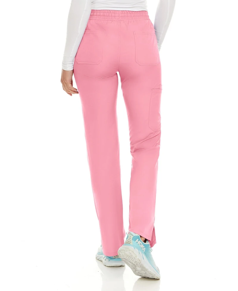 Medichic Petite Terri Stretch Straight Leg Six Pocket Cargo Scrub Pants, Ceil, X Large