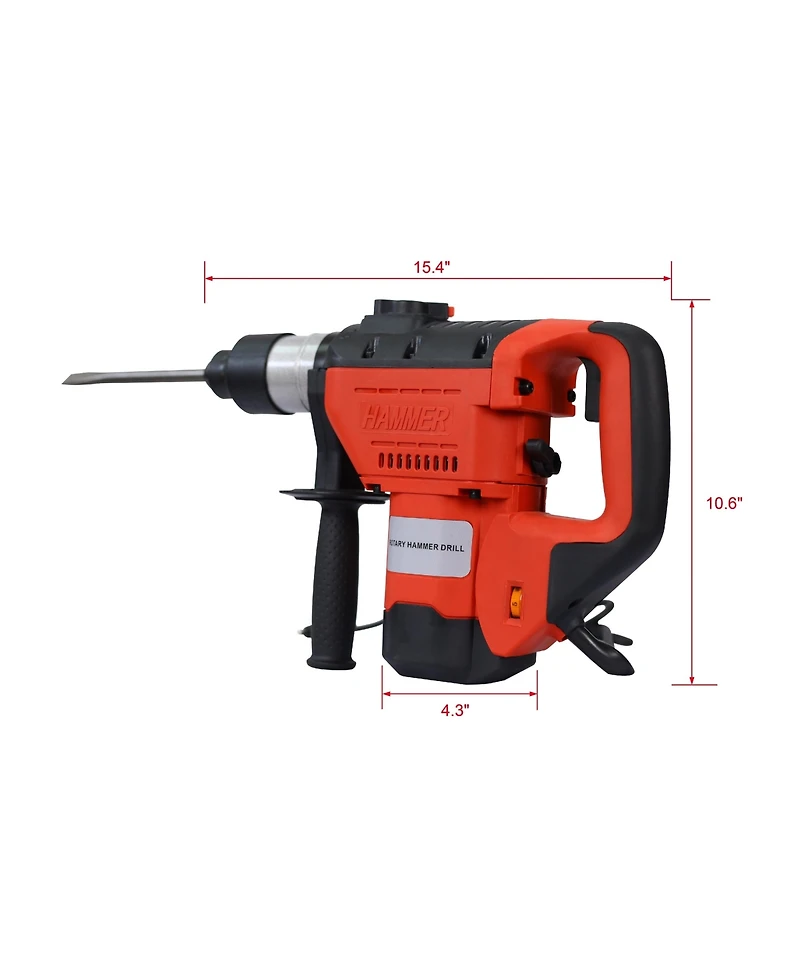 Rotary Hammer 1100W(Red + Black) 1-1/2" Sds Plus Rotary Hammer Drill 3 Functions