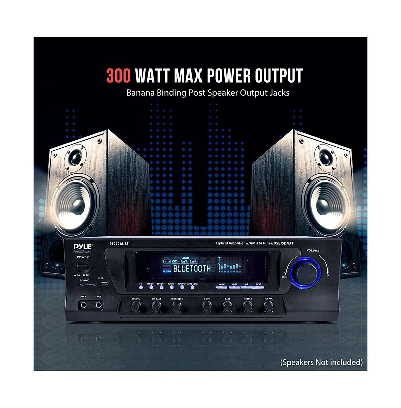 Pyle Bluetooth 300W Home Theater Stereo Amplifier Receiver - PT272AUBT