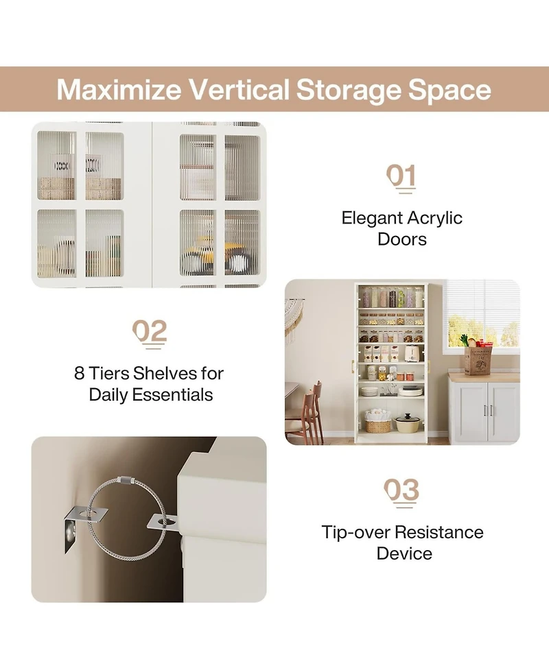 Tribesigns 71" Tall Storage Cabinet with Doors, Kitchen Pantry Cabinet with Adjustable Shelves, Kitchen Cupboard Food Pantry Floor Storage Cabinet for