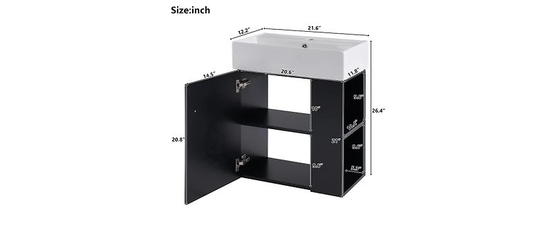30" Bathroom Vanity with Sink Top, Bathroom Vanity Cabinet with Door and Two Drawers, Solid Wood Frame