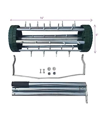 Heavy Duty Rolling Lawn Aerator,Rolling Lawn Aerator, Rotary Push Tine Spike Soil Lawn Aerator Gardening Tool with 3-Piece Long Steel Handle for Garde