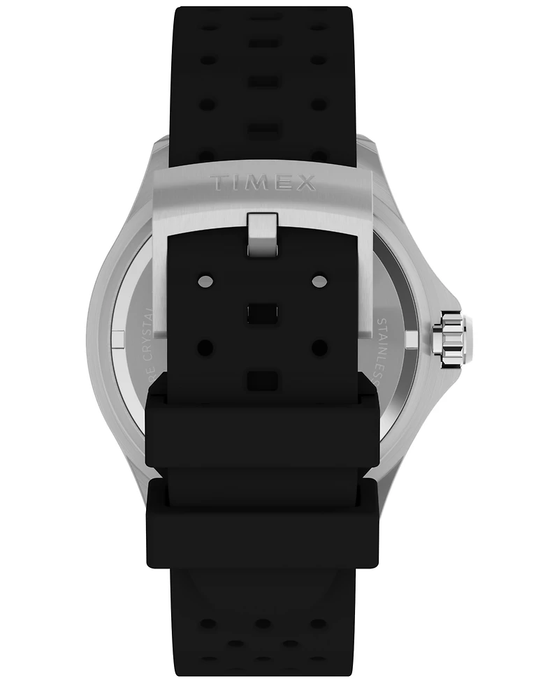 Timex Men's Quartz Analog Black Rubber Watch, 44mm