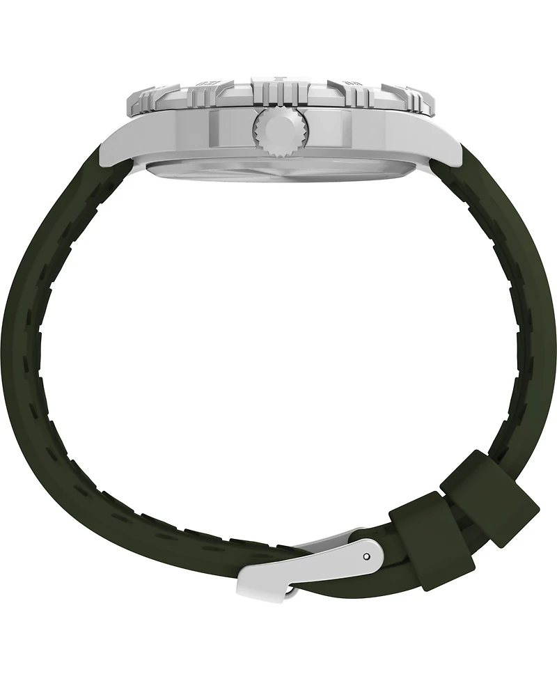 Timex Men's Quartz Analog Green Silicone Watch, 45mm