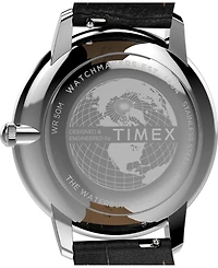 Timex Men's Quartz Analog Black Leather Watch, 39mm