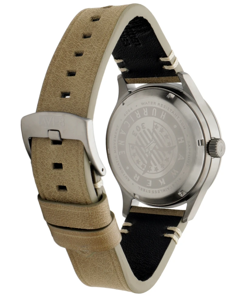 Avi-8 Men's Hawker Hurricane Kent Automatic Leather Strap Watch