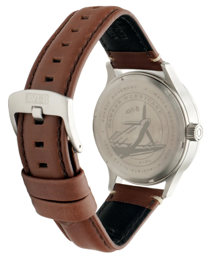 Avi-8 Men's Hawker Hurricane Mckellar Dual-Time Leather Strap Watch