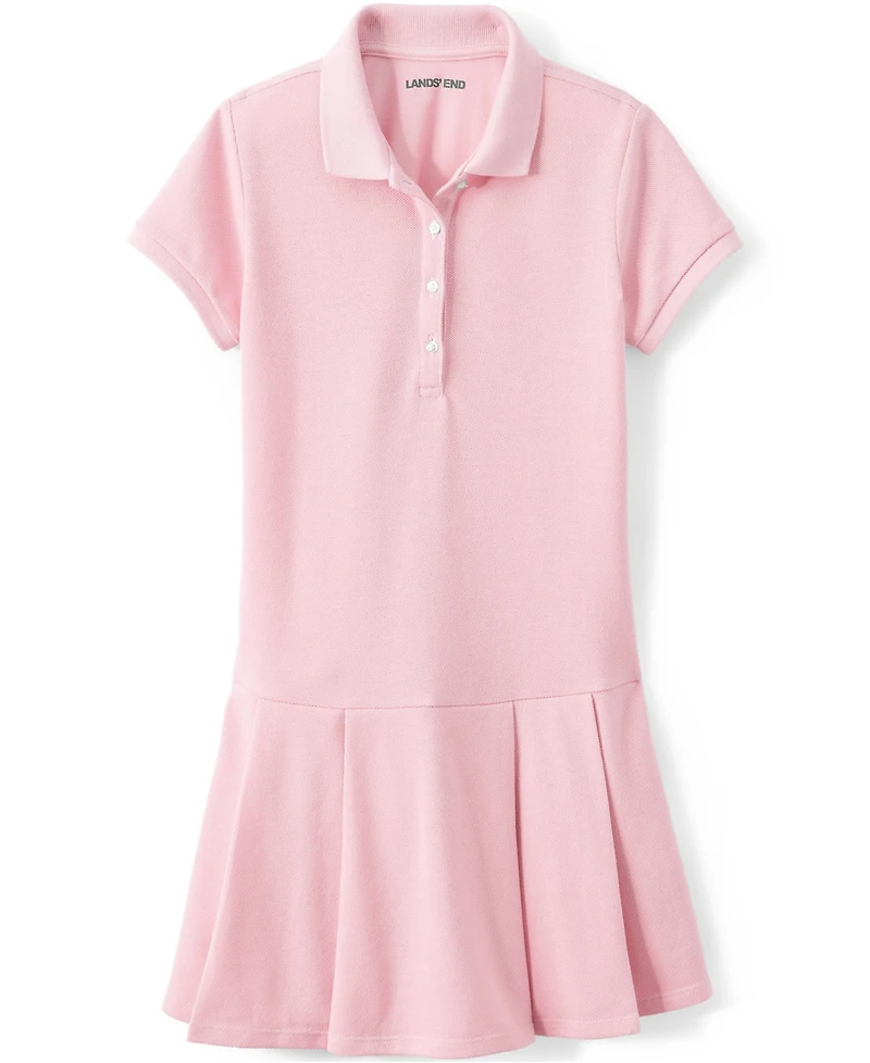 Lands' End Little Girls Short Sleeve Mesh Pleated Polo Dress