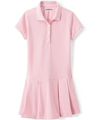 Lands' End Little Girls Short Sleeve Mesh Pleated Polo Dress
