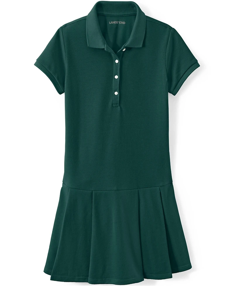 Lands' End Little Girls Short Sleeve Mesh Pleated Polo Dress