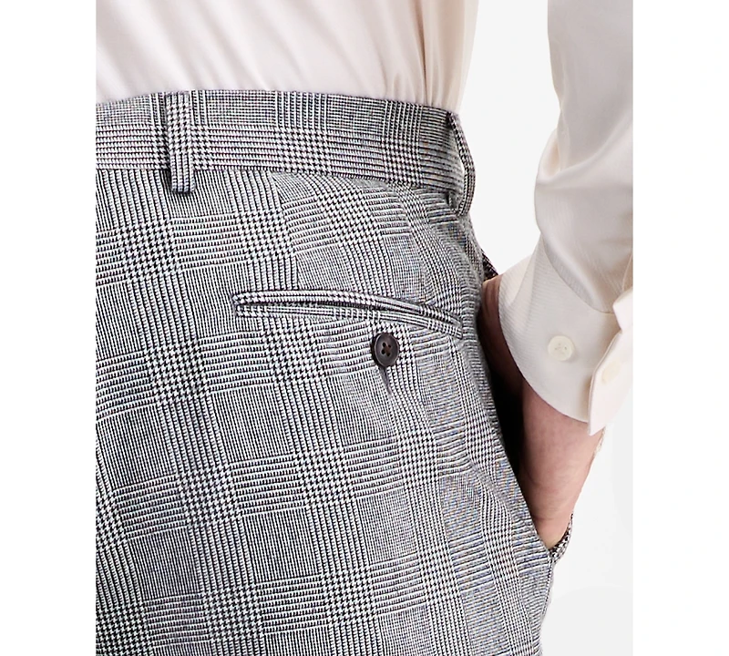 Ted by Baker Men's Modern-Fit Stretch Black & White Wool-Blend Suit Separate Pants