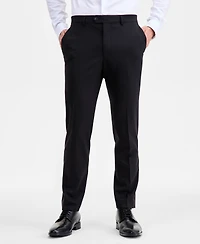 Ted by Baker Men's Modern-Fit Stretch Black Solid Wool-Blend Suit Separate Pants