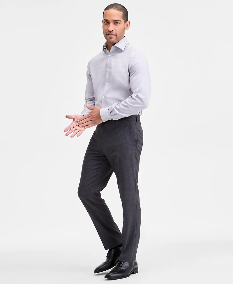 Ted by Baker Men's Modern-Fit Stretch Charcoal Birdseye Wool-Blend Suit Separate Pants