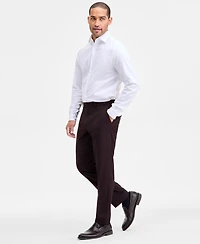 Ted by Baker Men's Modern-Fit Stretch Bordeaux Wool-Blend Suit Separate Pants