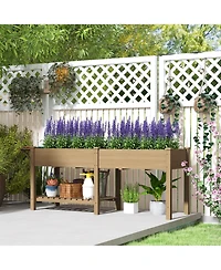 Outsunny Raised Garden Bed, Wood Planter with Liners,