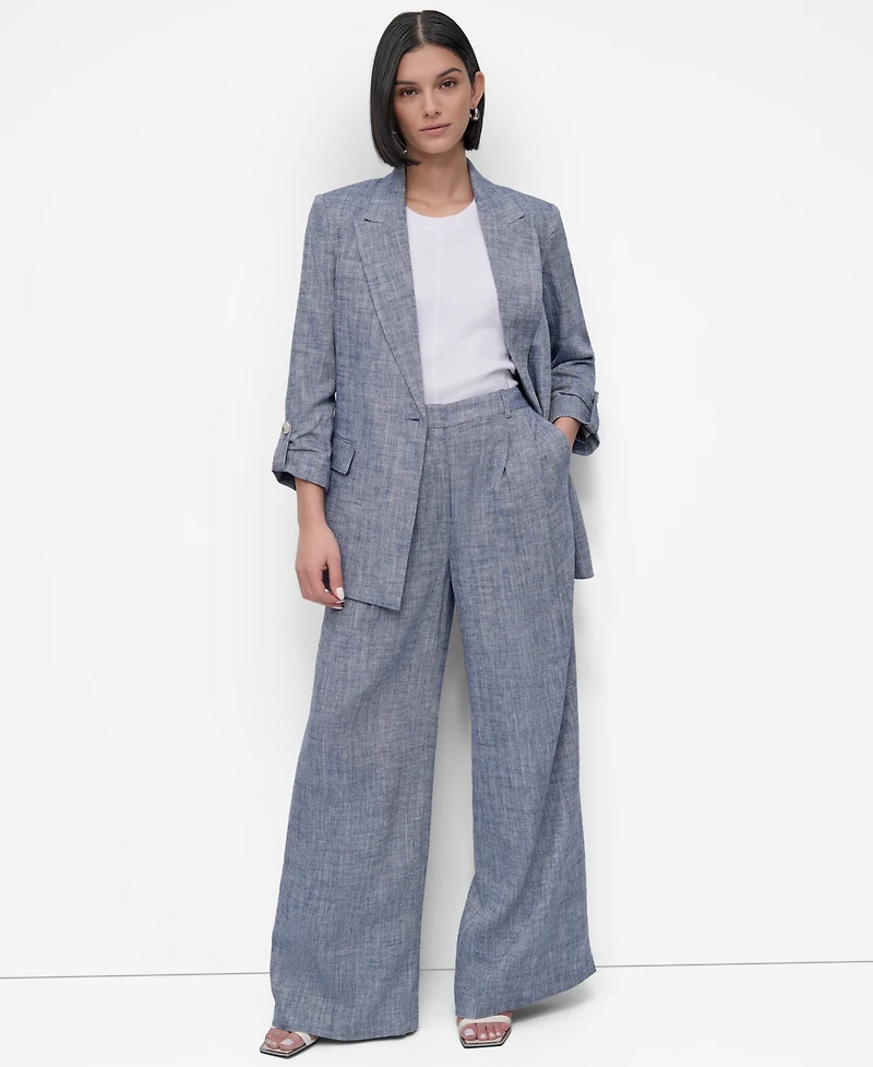 Dkny Petite Ruched-Sleeve One-Button Jacket